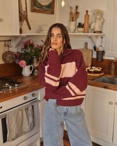 Best Selling: Aida Knit Zip Thru / Wine