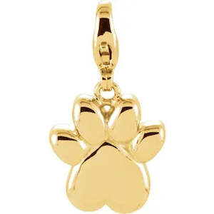 14ct Gold Paw Print  Clip Charm