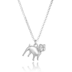 Pet Jewellery Collection: Sterling Silver French Bulldog Pendant with Cubic Zirconia Collar