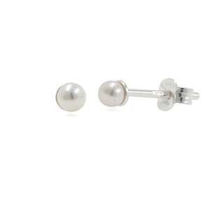 Freshwater Pearls: Sterling Silver 3mm Faux Pearl Stud Earrings