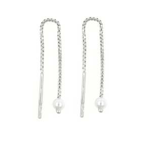 Freshwater Pearls: Sterling Silver Faux Pearl Thread Earrings