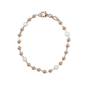 Sterling Silver Rose Gold Faux Pearl Bracelet