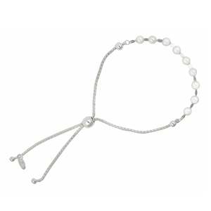 Freshwater Pearls: Sterling Silver Faux Pearl Friendship Bracelet