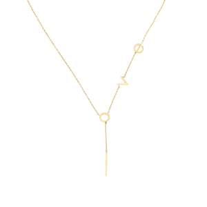 Stainless Steel  Gold Tone Lariat Style Bar Necklace
