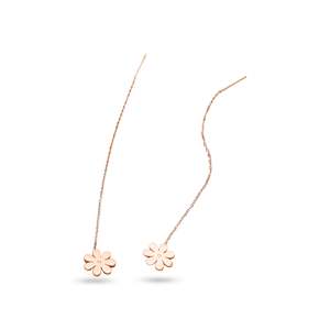 Fashion Jewellery: Stainless Steel Rose Gold Tone Daisy Thread Earrings