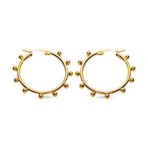 Fashion Jewellery: Stainless Steel Gold Tone Boho Beaded Hoop Earrings