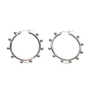 Stainless Steel Boho Beaded Hoop Earrings