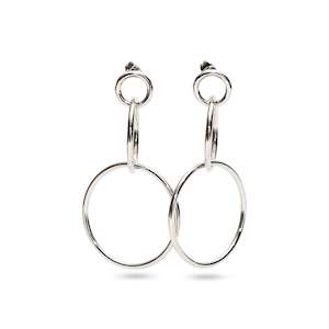 Fashion Jewellery: Stainless Steel Circle Stud Triple Loop Stud Earrings