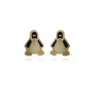 Gifts: 9ct Gold Enamel Penguin Earrings