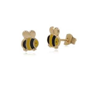 9ct Gold Enamel Bee Earrings & Gift Box