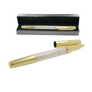 Crystal Pen, Ball Point Gold Toned