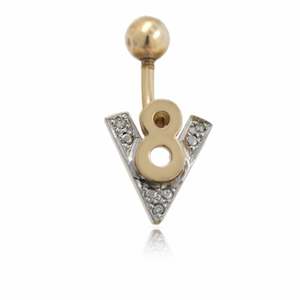 9ct Gold Diamond Set V8 Belly Bar
