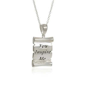 Personalized Bespoke Jewellery Collection: Sterling Silver You Inspire Me Scroll Pendant