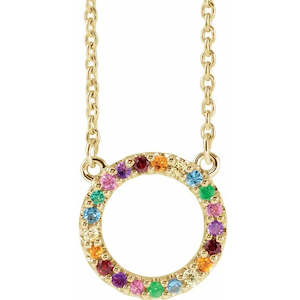 Personalized Bespoke Jewellery Collection: 14ct Yellow Gold Rainbow Gemstone Necklace