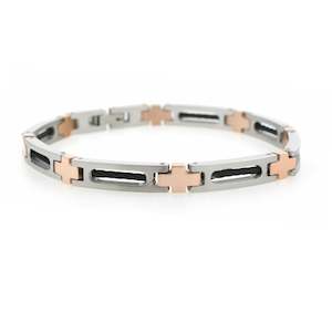Stainless Steel Two Toned Men's Bracelet 20.5cm