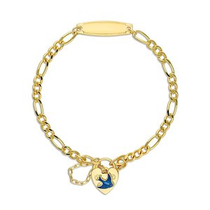 Childrens Jewellery: Traditional Bluebird Curb ID Bracelet Gold Plated