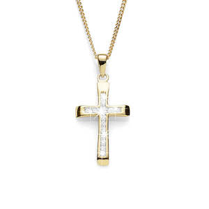 9ct Gold Diamond Set Latin Cross .17ct TW