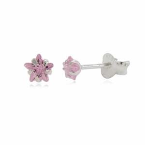 Sterling Silver Pink CZ Star Stud Earrings