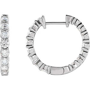 Made To Order: 14ct White Gold Lab Grown Diamond Inside Out 36mm Hoop Earrings 4ct TW