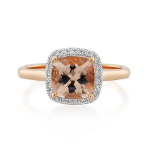 Made To Order: 18ct Rose Gold Morganite & Diamond Ring