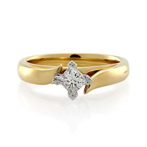 Made To Order: 18ct Gold Diamond Princess Cut Fancy Solitaire Ring .40ct