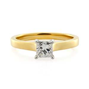 Made To Order: 18ct Yellow Gold Diamond Princess Cut Solitaire Ring .40ct
