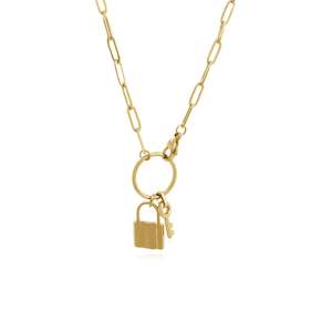 Stainless Steel Gold Padlock Chain