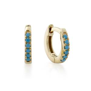Petites: 9ct Gold Nano Turquoise Huggie Earrings