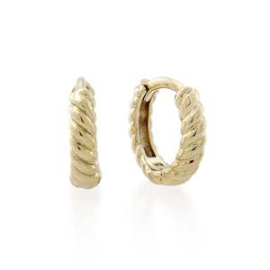 Petites: 9ct Gold Petite Patterned  Huggie Earrings
