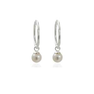 Sterling Silver Hinged Sleeper Pearl Earrings