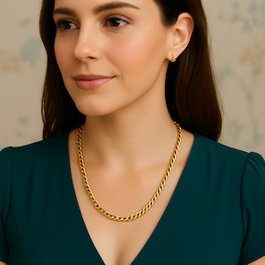 Stainless Steel Gold Plated Curb Chain Necklace – 55cm