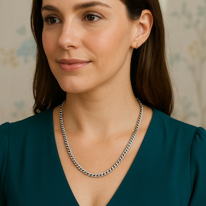 Stainless Steel  Curb Chain Necklace – 55cm