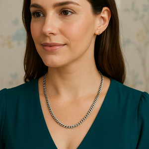 Stainless Steel Curb Chain Necklace 55cm