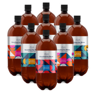 Mix 9 PET 1.3L Non-Alc Bottles w/ Green Tea - Kombucha Bros New Zealand