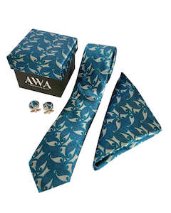 Boxed Tie Set  - Blue / Silver