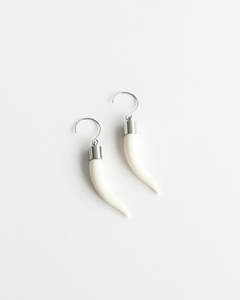 Jewellery: Niho - White with Silver Hoop Hook