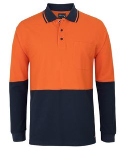 Hi Vis Polos: Hi Vis L/S Cotton Pique Trad Polo