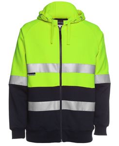 Hoodies Sweatshirts: Hi Vis (D+N) Full Zip Fleecy Hoodie