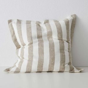 Weave: Luca Stripe Linen Cushion - Clay (50cm)