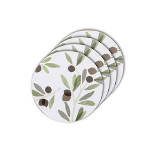 Sicily Olive Round Coaster Set (4pc)