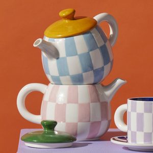 Check Teapot (700ml) - Blue/Yellow