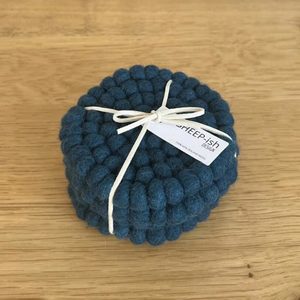 Blue Glorious Blue: NZ Wool Coasters – Deep Teal