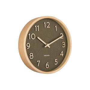 Pure Wood Grain Wall Clock - Small Moss Green (22cm)