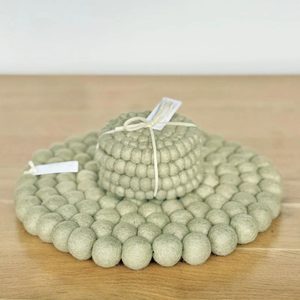 Glorious Green: NZ Wool Pot Stand / Trivet – Sage (26cm)