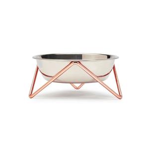 Luxe Meow Cat Bowl - Chrome Bowl & Copper Stand