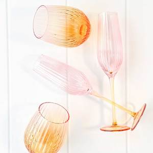 Urban: Ellie Ombre Champagne Glasses Set/2 - Pink/Yellow