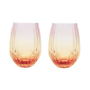 Ellie Ombre Stemless Glasses Set/2 - Pink/Yellow
