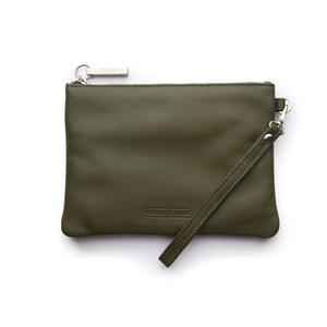 Leather Cassie Clutch - Olive