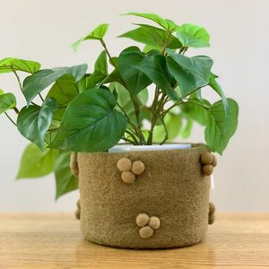 NZ Wool Bobble Pot - Olive
