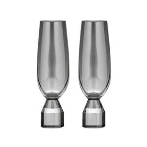 Barware: Ava Champagne Glasses - Charcoal (2pc)